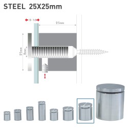 Distanziale in acciaio inox 25x25 fisso steel Ø25mm