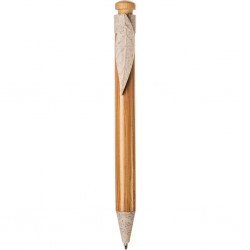 Penna a sfera in bamboo bianca personalizzata B11129B