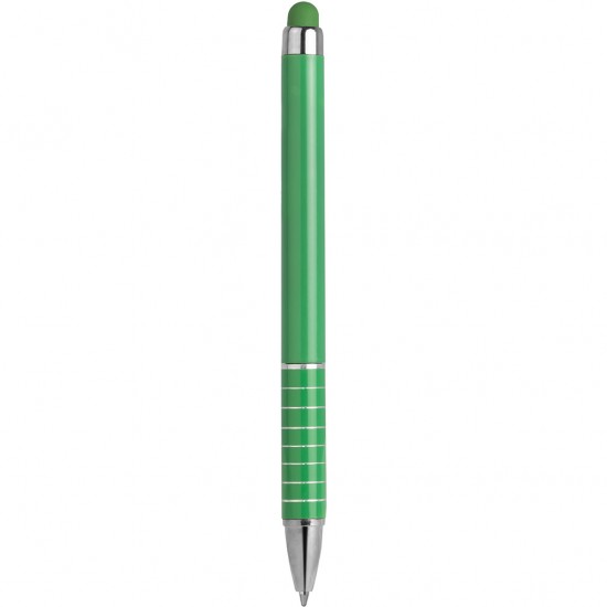 Mini penna  a sfera con touch screen in plastica e metallo verde personalizzata B11168V