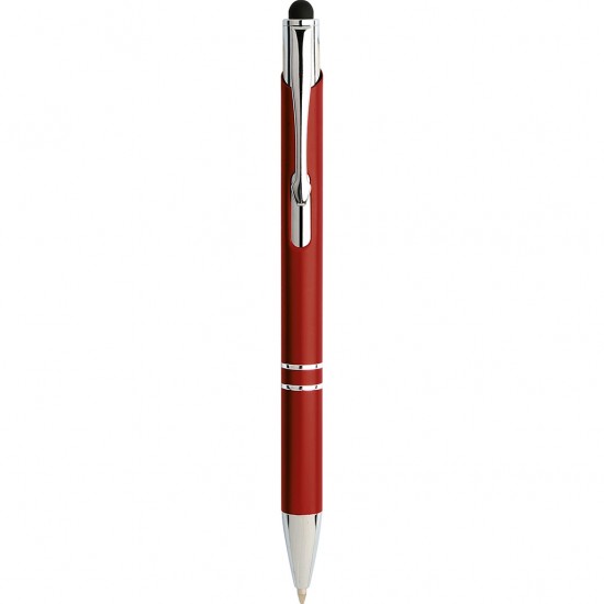 Penna a sfera con touch screen in metallo rossa personalizzata B11188R