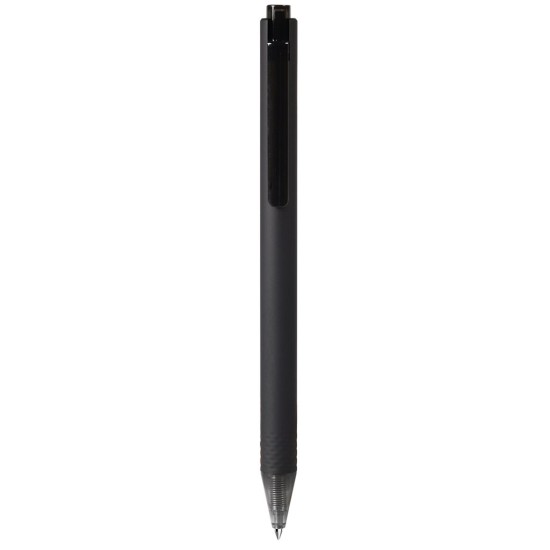 Penna con inchiostro gel in plastica soft touch nera personalizzata B11299N