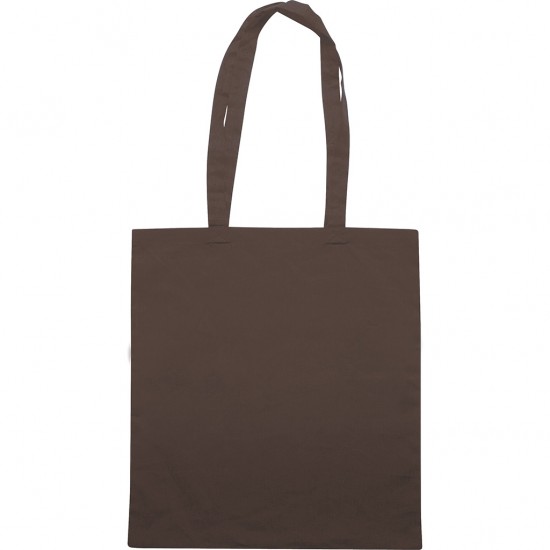 Borsa shopper con soffietto in cotone twill marrone personalizzata Q24199M