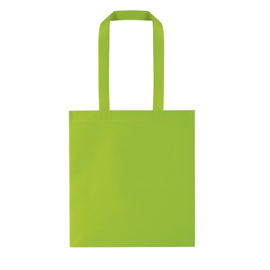 Borsa shopper con soffietto in tnt verde acido personalizzata Q24258VA