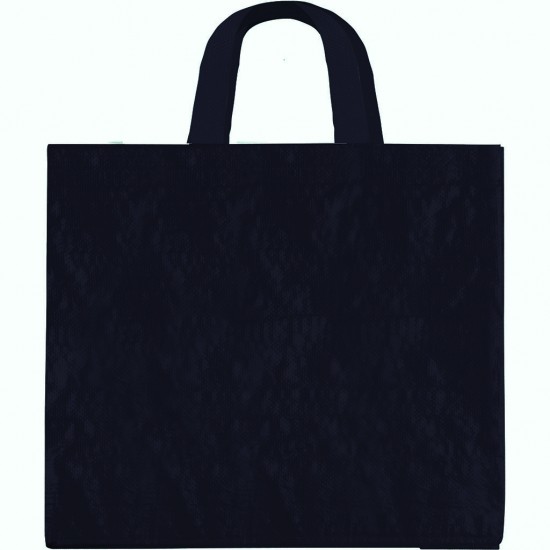 Borsa shopper con soffietto in pp laminato blu navy personalizzata Q24262NY