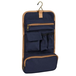 Beauty case vintage appendibile in policotone canvas blu navy personalizzato Q24357NY