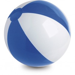 Pallone da spiaggia gonfiabile in pvc bianco/blu royal personalizzato S26660B/BL